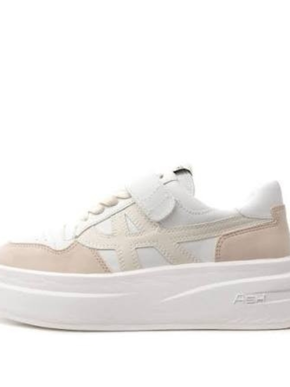 Ash Women’s Platform Sneaker in Beige and White